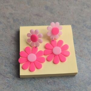 Pink Flower Earrings